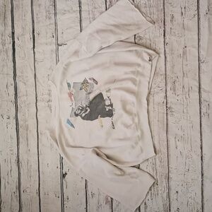 Pepsi White Ivory Vintage 1987 Dancing Couple Pop Art Cutoff Sleeve Sweatshirt L